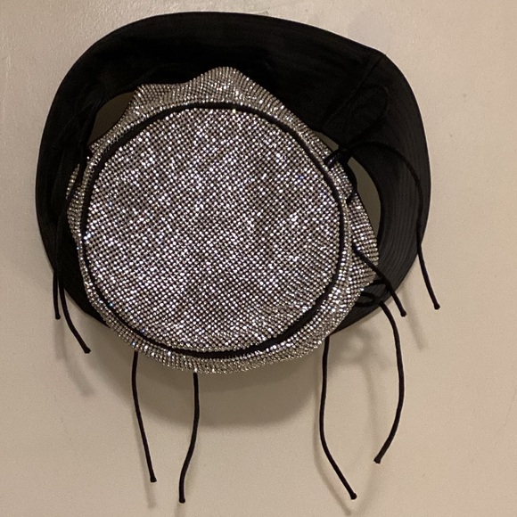 KARA Black Crystal Mesh Bow Bucket Hat - Picture 7 of 15